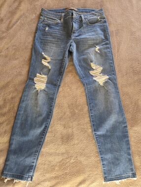 Joe's Jeans Distressed Ripped Medium Blue Skinny Jeans Size 29